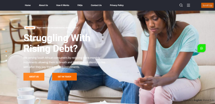national debt intervention website design by darik solutions